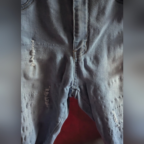 Cute denim long board jean shorts with sides cut down the sides - Picture 2 of 2